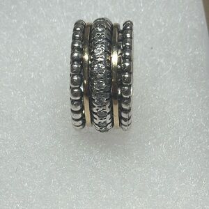 14k Solid Gold & 9.25 S. Silver spinning ring with zircons